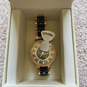 Anne Klein Women's Premium Crystal Accented Ceramic Bracelet Watch, Never worn